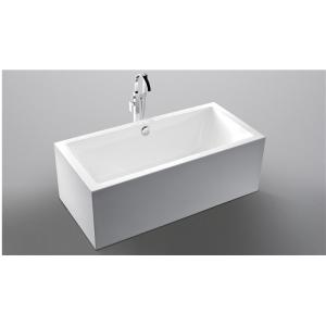 Deep Soaking Rectangle Acrylic Free Standing Bathtub With Overflow Space Saving