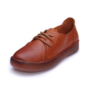 Buy cheap S069 2020 autumn new women's shoes retro handmade flat shallow shallow leather lace-up small leather shoes from wholesalers