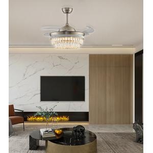 52" Retractable Chandelier Folding Ceiling Fan With Light Gold