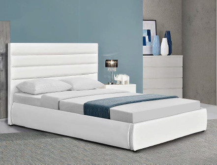 Quality Modern Upholstered Platform Bed With White Headboard 50pcs MOQ for sale