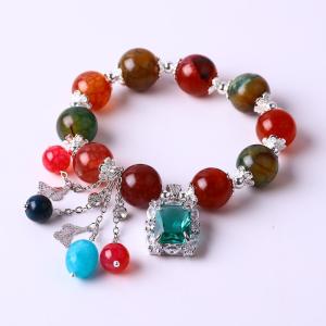 Buy cheap Handmade Round Bead Crystal Gemstone Elastic Bracelet with Deluxe Charms from wholesalers
