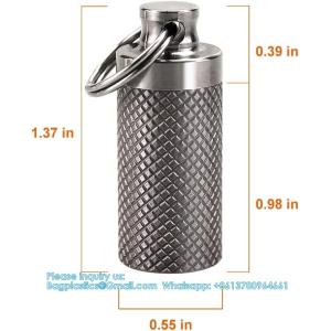 Keychain Pill Holder (2 Pack), Titanium Minsize Waterproof Pill Container/ Case