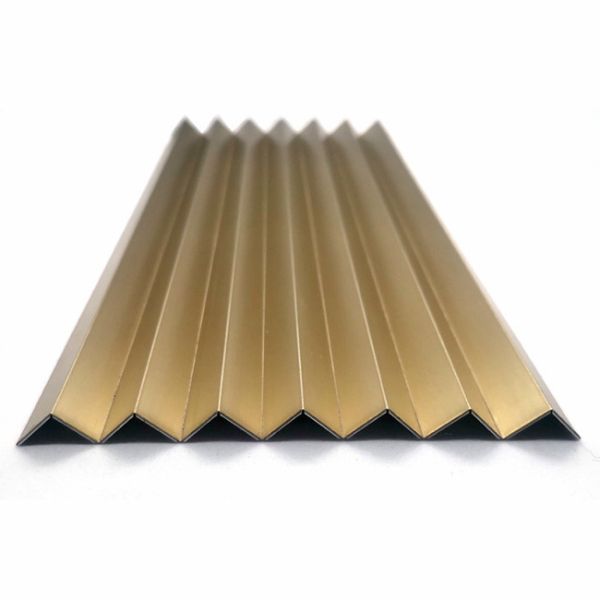 Quality 1.2mm 1.5mm Beadblasted Stainless Steel Tile Trim PVD Continuous Shape Rose Gold Brushed for sale