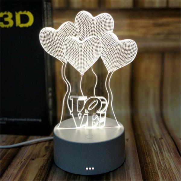 Buy cheap Heart Designs Acrylic 3D LED Night Light for Gift rechargeable and remote control for many colors from wholesalers