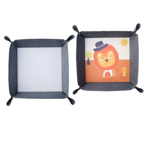 Buy cheap Sublimation Leather Trays Blanks Foldable Square Denim Fabric Desk Storage Sundries Sublimation Tray from wholesalers