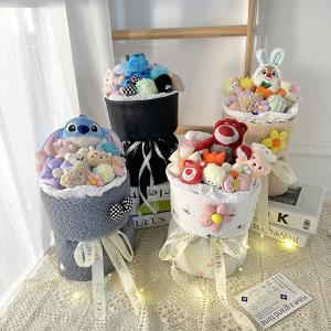 China Creative Plush Flower Bouquet With Light , Simulation Bouquet Cute Stuffed Animal Bouquet For Valentine's Day Girlfriend Gift on sale