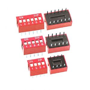 Buy cheap Red Dial Switch DS-01 DS-02 DS-03 DS-04 DS-05 DS-06 Bit 2.54mm Flat Dial Code Dial Switch from wholesalers