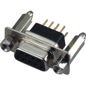 WCON 180° DIP Right Angle DB9 Connector D - SUB for PCB PBT black With Back Fork