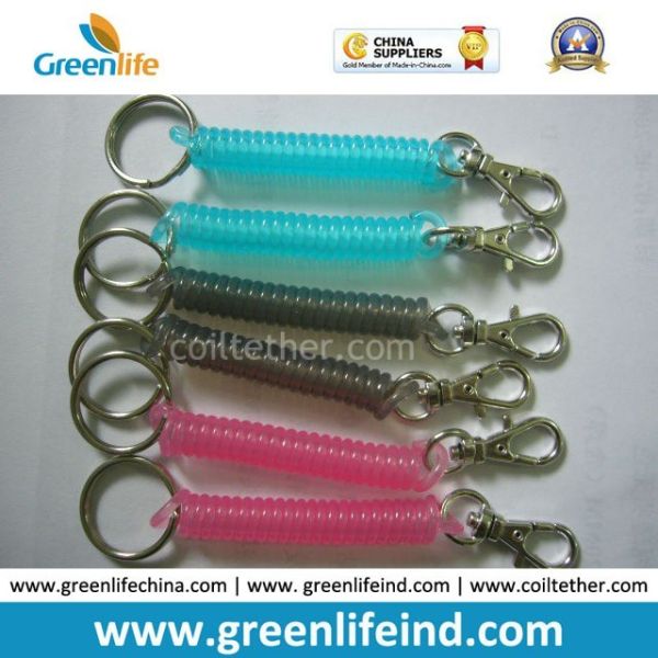 Quality Fashionable Extendable Plastic Key Coil W/Metal Clip&Split Ring for sale