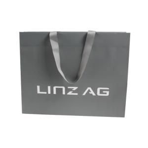 Buy cheap Glossy Gift Bag With Handles , Hot Stamping Ribbon Handle Paper Bags from wholesalers