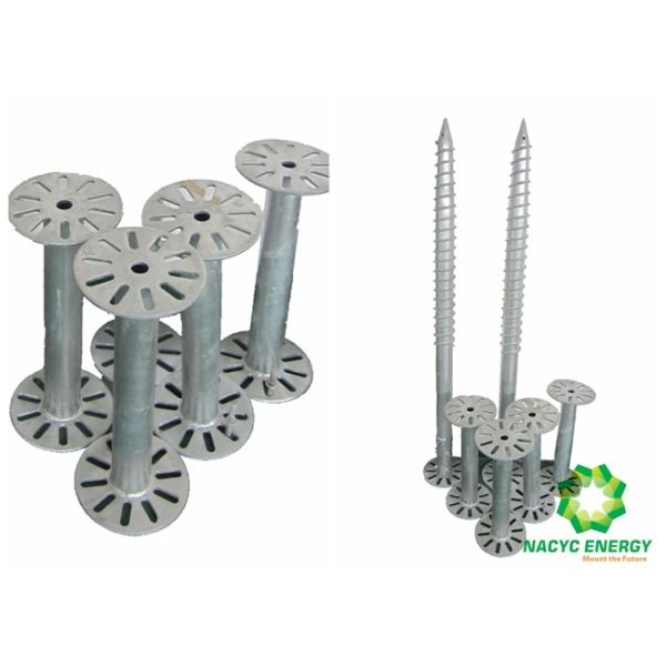 Durable Solar Ground Screws , Solar Panel Metal Ground Screw Flange Plate Steel Material
