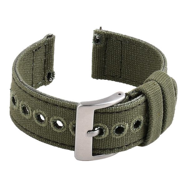 Buy cheap Adjustable ROHS Canvas Strap Watch Band 22mm Army Green With Quick Release from wholesalers