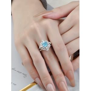 China Synthetic Blue Lab Diamond Jewelry VVS Cushion Cut Engagement Ring on sale