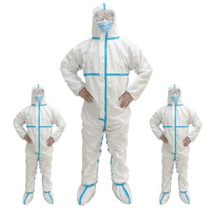 Double Zip Custom White Disposable Coverall With Elastic Band Boots For Oil