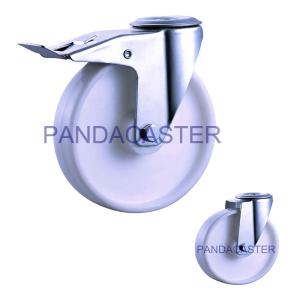 5" Polypropylene Wheel Swivel Bolt Hole Industrial Castors With Double Brake