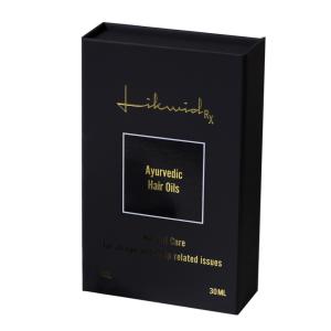 Custom Printing Eco Friendly Black Hair Oil Packaging Magnet Rigid Paper Box