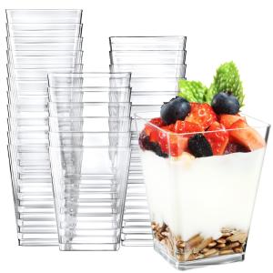 Buy cheap Reusable Square Clear Dessert Cups With Lids And Spoons 120ml 250ml 350ml 500ml Capacity from wholesalers