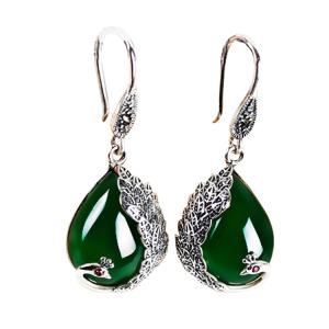 Buy cheap Thai Sterling Silver Green Chalcedony Drop Retro Earrings (E170619GREEN) from wholesalers