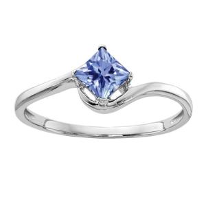 Buy cheap 4mm Princess Cut Natural Tanzanite Engagement Ring 14k White Gold product