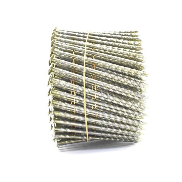 Quality 15 Degree .120''*3'' Bright Finish  Screw Shank Flat Head / Checked Head Pallet Coil Nails for sale