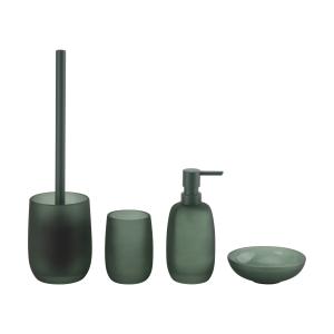 Buy cheap Glass Bathroom Accessories Set Frosted Green Color With Round Shape Frosted Lotion Bottle Soap Dish from wholesalers
