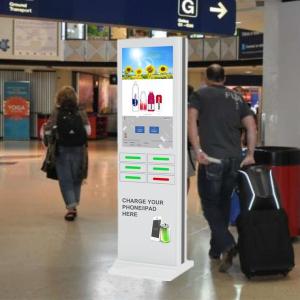 Free Standing Cell Phone Charging Stations And Advertising Kiosk For Public