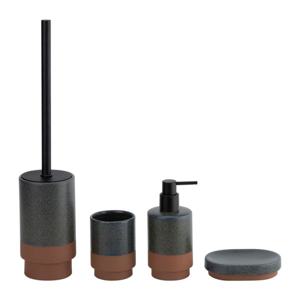 Ceramic Bathroom Countertop Acceessories Sets Round Shape Two-tone Black Pump