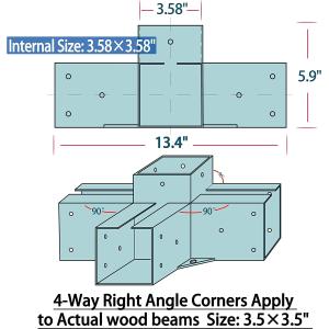 Buy cheap 4-Way Right Angle Corner Brackets Flange Anchor Bases Stainless Steel Pergola Gazebo Kit Hardware from wholesalers