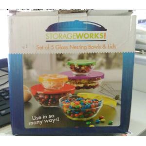 cheap good quality clear glass bowl with lid in stock