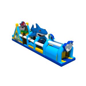 Ocean Theme Shark Fish Cartoon Inflatable Obstacle Courses Inflatable Bouncer