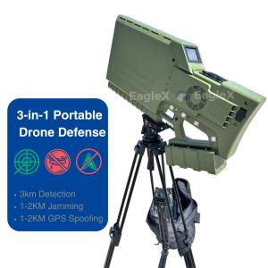 Handheld GPS Spoofing Drone Jammer with Detection&Jamming, 3-in-1 Portable Drone