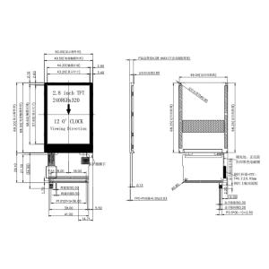 Buy cheap 2.8 Inch TFT LCD Display with 220 Brightness and 8bit/16bit Parallel Interface Compact 50*69.20*3.6mm Dimensions from wholesalers