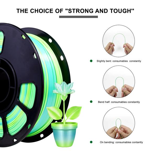 Strong Toughness High Strength Gradient PLA+ Filament Blue Green for 3D Printing