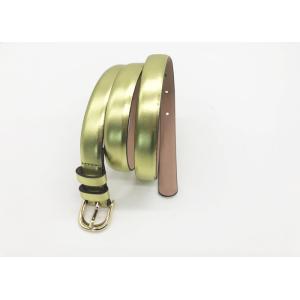 Buy cheap 2/3”Genuine Leather Casual Dress Belt In Bright Metallic Colors With Brown Edge Painting from wholesalers
