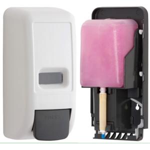Buy cheap 800ml Manual liquid soap dispenser with refillable reservoir, ABS plastic, White product