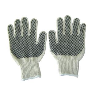 Buy cheap Elastic Cuff Cotton Knitted Work Gloves OEM Cotton Gloves With Rubber Dots from wholesalers