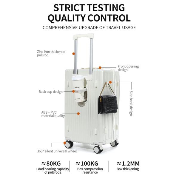 2 pieces set Front-Open Pocket versatile travel luggage Laptop Trolley Carry-On Size (yellow, 20") | Luggage Supplier with Hidden Cup Holder PC