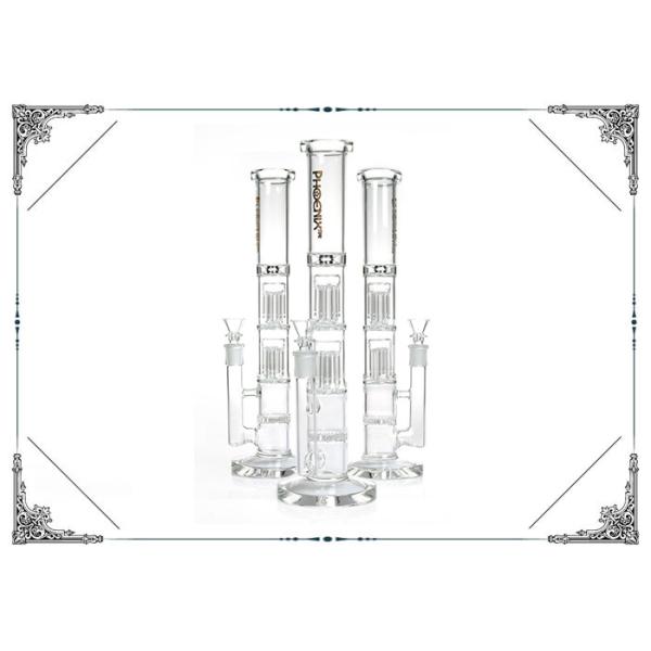 Quality Clear Double 6 Arms Percolator Bongs Honeycomb Perc Hookah Straight Tube Glass Smoking Water Pipe for sale
