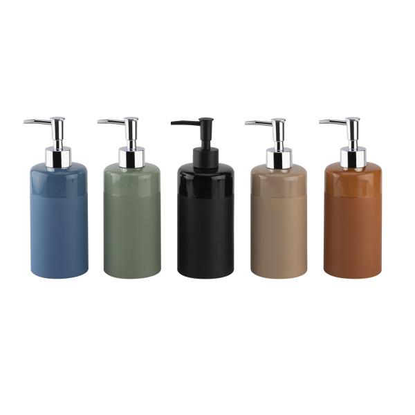 Buy cheap Round Ceramic Body Lotion Dispenser With Light Top Band And Mat Body Black Soap And Lotion Dispenser 1pcs from wholesalers