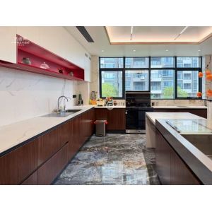 Fadior Multifunctional Wood-Grain Stainless Steel Custom Kitchen Cabinet with