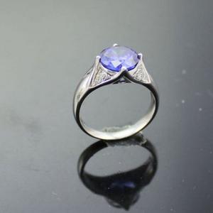 Sterling Silver Round Purple Amethyst Cubic Zirconia Ring(F39)
