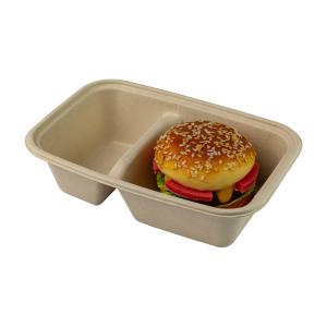Buy cheap 2 Compartment Biodegradable Vented Clamshell , Compostable Lunch Containers Bagasse from wholesalers
