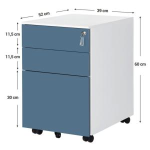 Buy cheap White Blue Metal Rolling Vertical Pedestal File 39cm Wide 3-Drawer Steel Cabinet Lockable Office Mobile Home School Home Office from wholesalers