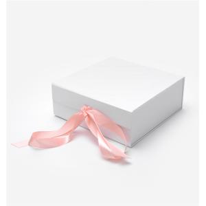Buy cheap White Collapsible 2mm Cardboard Rigid Gift Boxes With Ribbon Closure from wholesalers