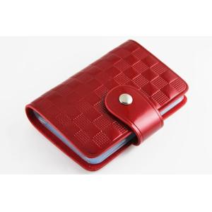 Red Lattice Patent Leather Woman Credit Card Holders Wallets