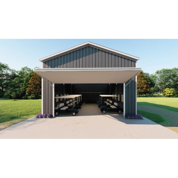 China Custom Prefab Steel Structure Golf Car Garage Shed Shelter Steel Structure