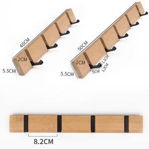 Convenient Storage Bamboo Wall Mounted Coat Rack With 5 Dual Rails Hooks For