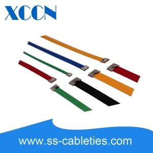 Buy cheap 4.6*400mm 201,304,316 grade epoxy polyester colorized ball-lock plastic coated stainless steel cable ties from wholesalers