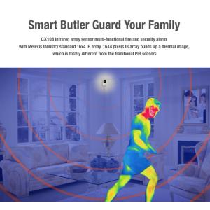 130DB Wireless Fire and Security Alarm Pet Camera with Infrared Array Sensor