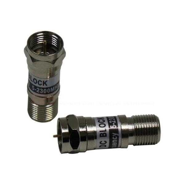 75 Ohms 2300MHz Satellite DC Block Brass Housing Nickel Plated